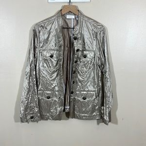 Women’s Chico’s size 2 lightweight jacket, button down, gold metallic color